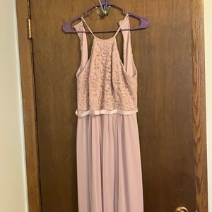 Maxi chiffon pink bridesmaid dress
